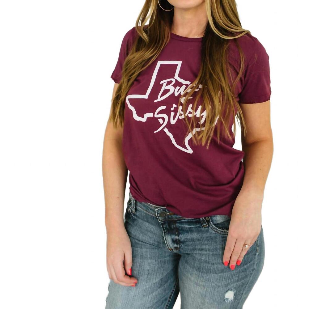 NEW BANDIT BRAND bud & sissy graphic tee in maroon
